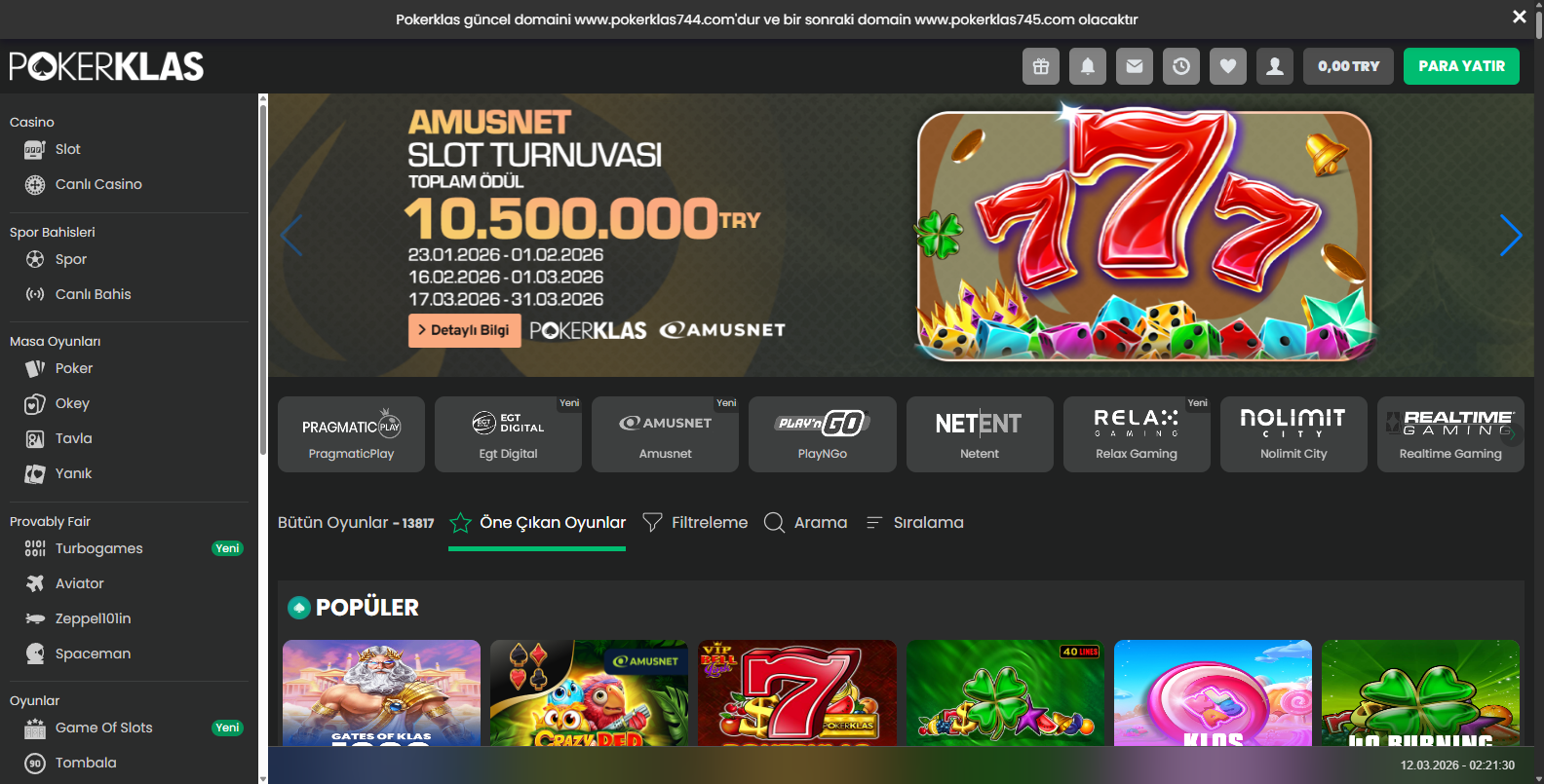 Pokerklas Casino Turnuvaları