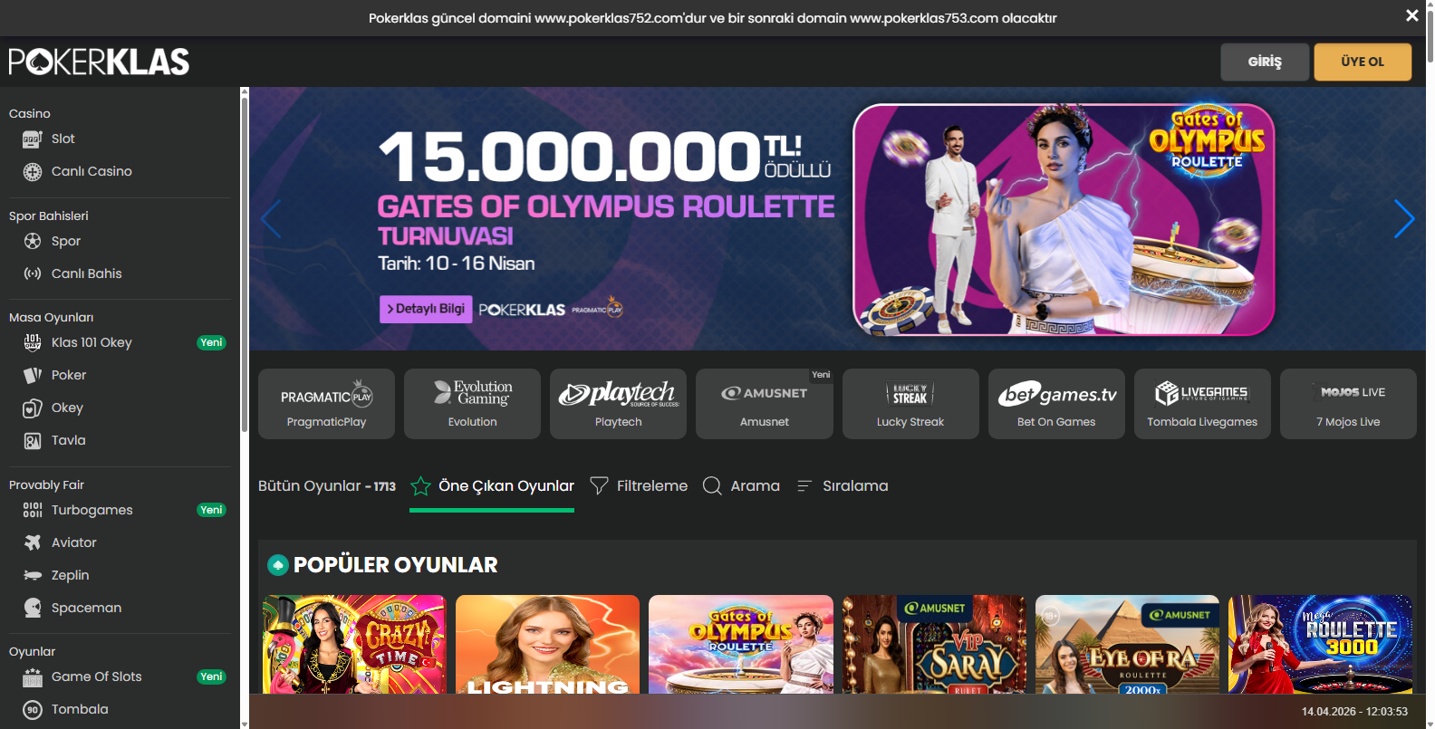 Pokerklas Canlı Bahis Oranları